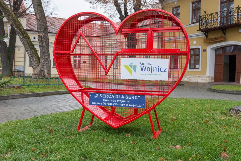 Czerwony pojemnik w kształcie serca