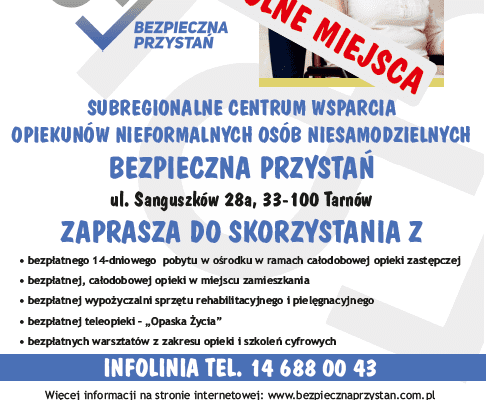 Palkat promujący program Subregionalnego Centrum Wsparcia Opiekunów Nieformalnych Osób Niesamodzielnych „Bezpieczna Przystań”.