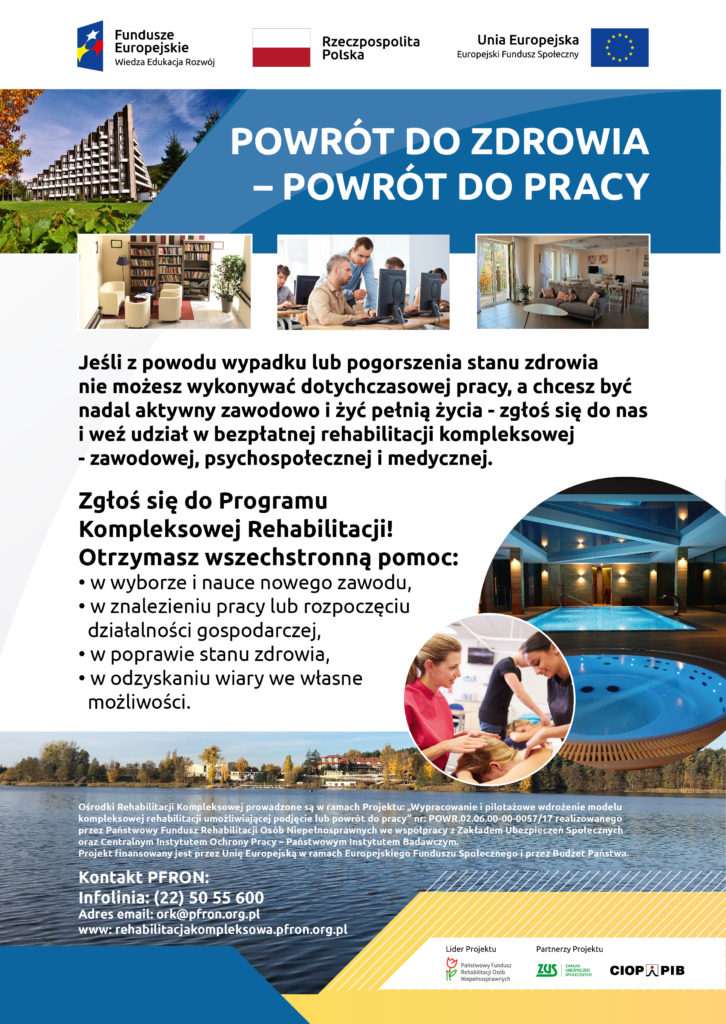 Plakat projektu powrót do zdrowia-powrót do pracy