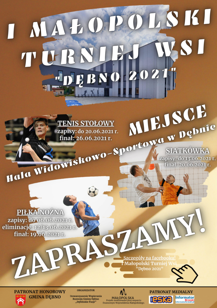 Plakat prmujący wydażenie I Małopolskiego Turnieju Wsi Dębno